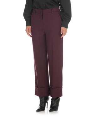 Burgundy women’s straight-leg trousers | Trousers - 1