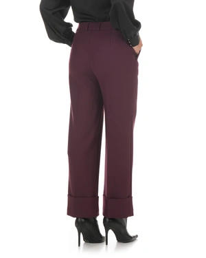 Burgundy women’s straight-leg trousers | Trousers - 3