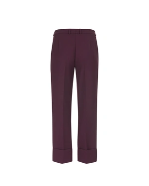 Burgundy women’s straight-leg trousers | Trousers - 4