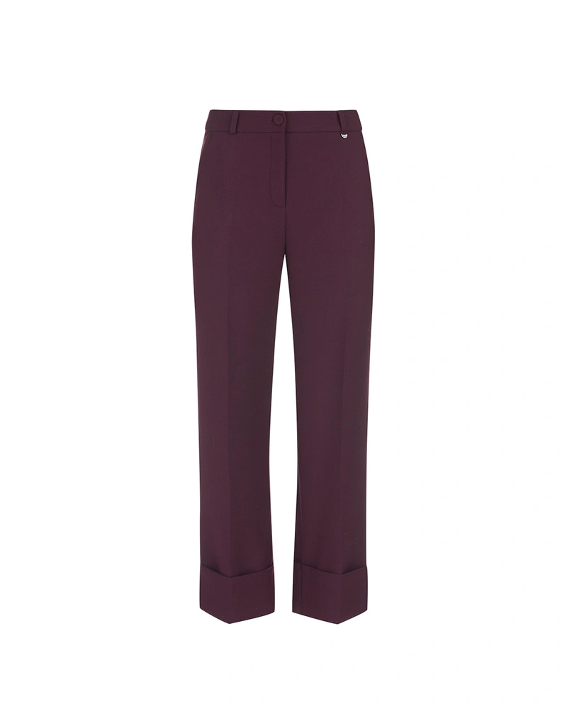 Burgundy women’s straight-leg trousers | Trousers