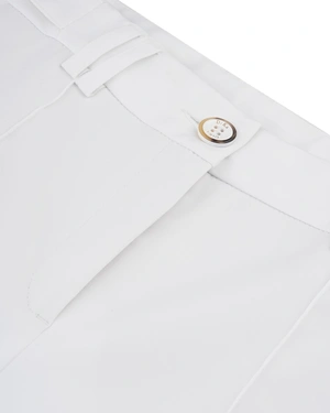 White summer pants with a highlighted crease and high waist | Trousers - 2