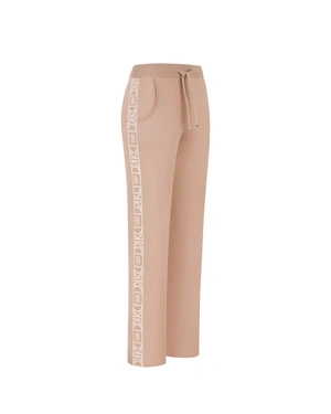 Beige knit sweatpants with side stripe, capsule collection leisurewear | Leisurewear - 2