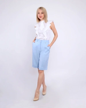 Linen and viscose tailored shorts | | Dikastore.ro - 1 Linen and viscose tailored shorts | - 1