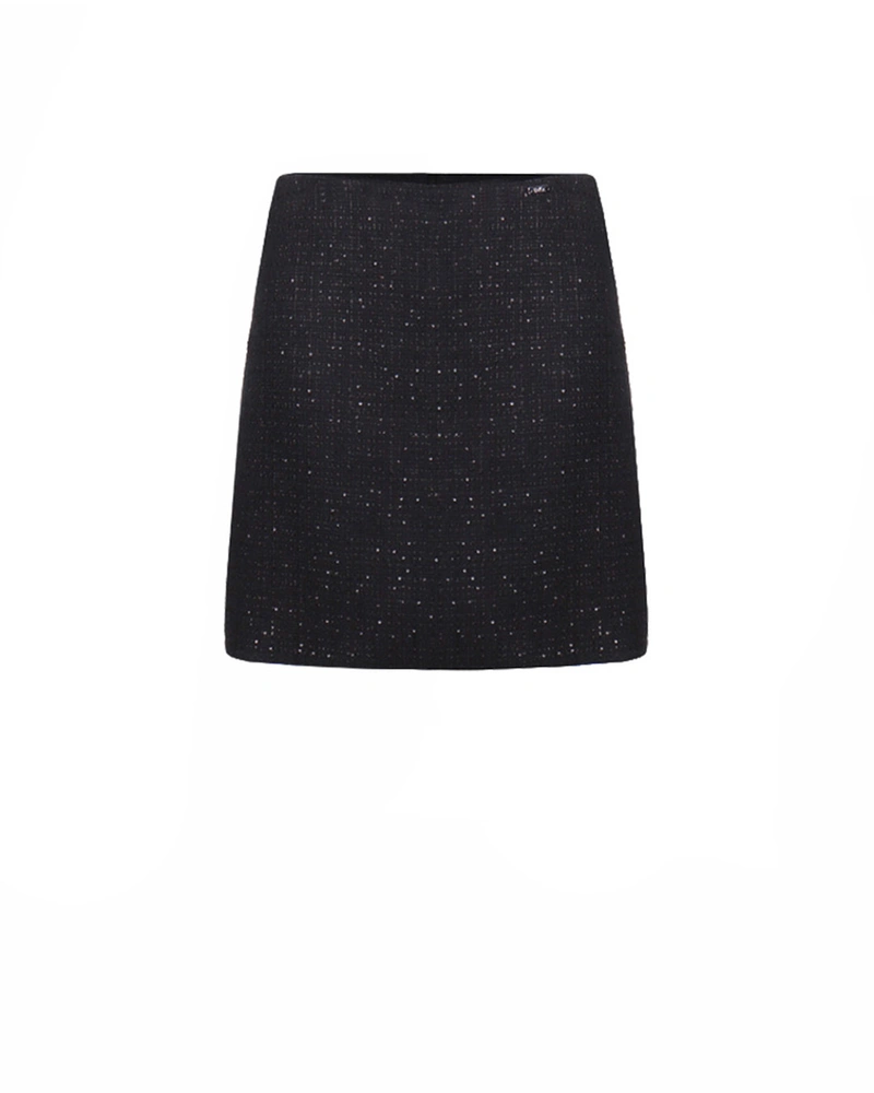 Skort in black cotton tweed with subtle sequins | Casual | Dika.bg Skort in black cotton tweed with subtle sequins | Casual