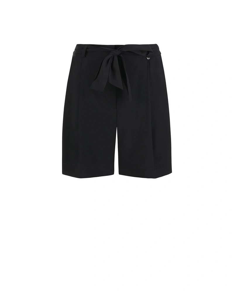 Black viscose bermuda shorts with pleats | Shorts