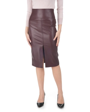 Burgundy eco-leather midi pencil skirt | Skirts and Shorts - 1