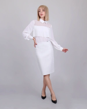 Fusta din raion din tweed si bumbac | Fuste | Dikastore.ro - 3 Fusta din raion din tweed si bumbac | Fuste - 3