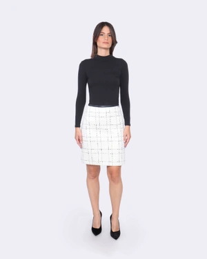 Fusta din tweed cu margine din piele | Fuste | Dikastore.ro - 1 Fusta din tweed cu margine din piele | Fuste - 1