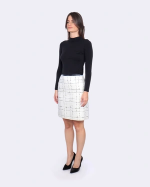 Fusta din tweed cu margine din piele | Fuste | Dikastore.ro - 3 Fusta din tweed cu margine din piele | Fuste - 3
