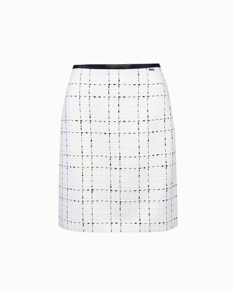 Tweed skirt with leather edging | Skirts and Shorts | Dikastore.ro Tweed skirt with leather edging | Skirts and Shorts