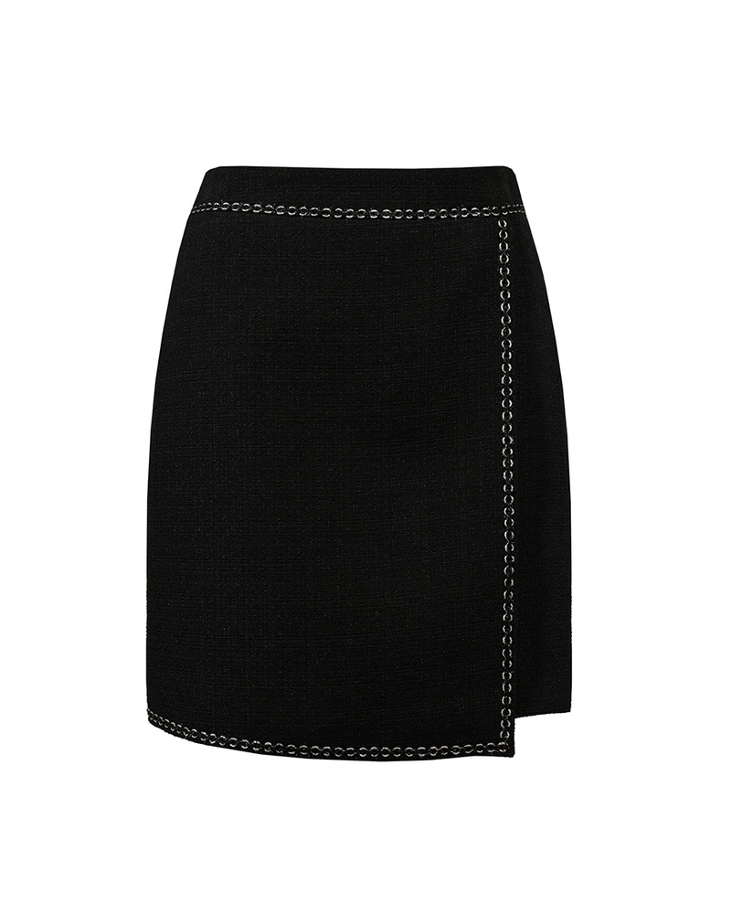 Asymmetric tweed skirt | 