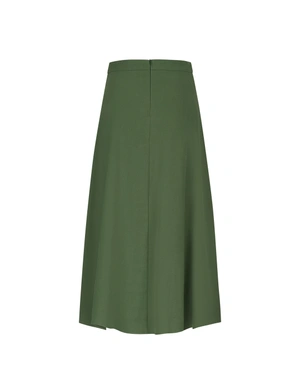 Long khaki viscose skirt with fabric belt | All products - 1