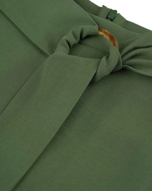 Long khaki viscose skirt with fabric belt | All products - 2