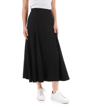 Long black viscose skirt with A-line silhouette and waist tie | SUMMER COLLECTION - 3