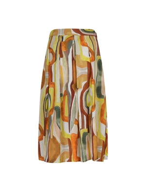 Long viscose skirt with green-brown abstract pattern | Skirts | Dika.ge - 1 Long viscose skirt with green-brown abstract pattern | Skirts - 1