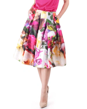 Skirt with pleats, knee-length, and vibrant floral print | All products - 6