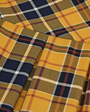 Checked pleated skirt in mustard color | Skirts - 2