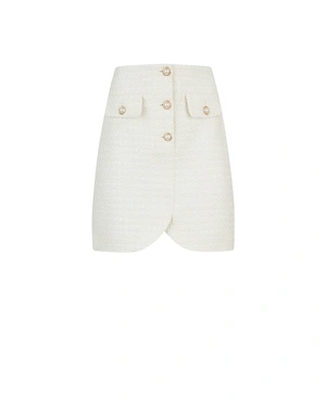 White straight skirt with gold buttons | Skirts