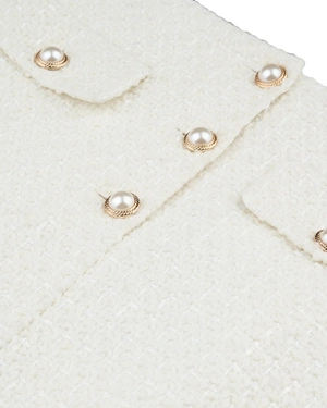 White straight skirt with gold buttons | Skirts - 2