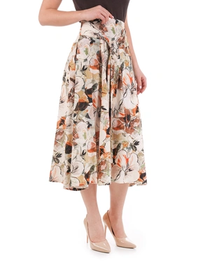 Fusta lunga bej cu imprimeu floral, cu o croiala bogata | Fuste | Dikastore.ro - 3 Fusta lunga bej cu imprimeu floral, cu o croiala bogata | Fuste - 3