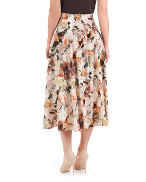 Fusta lunga bej cu imprimeu floral, cu o croiala bogata | Fuste | Dikastore.ro - 4 Fusta lunga bej cu imprimeu floral, cu o croiala bogata | Fuste - 4