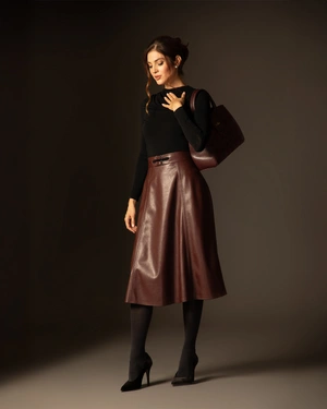 ბორდოსფერი ეკო-ტყავის ქვედაბოლო | BESTSELLERS - 3