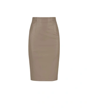 Eco-leather skirt in grey-beige | NEW | Dika.ge Eco-leather skirt in grey-beige | NEW