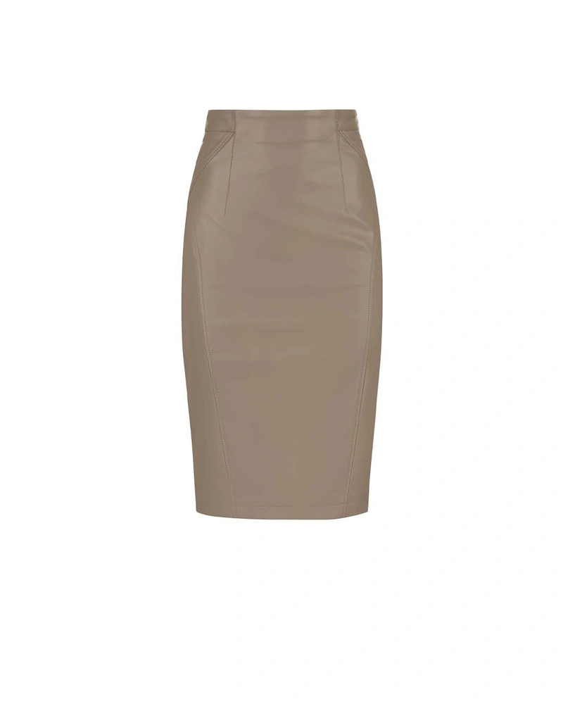 Eco-leather skirt in grey-beige | Skirts