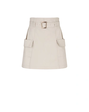 ღია კრემისფერი ბამბის მინი ქვედაბოლო ჯიბეებით | ქვედაბოლოები | Dika.ge ღია კრემისფერი ბამბის მინი ქვედაბოლო ჯიბეებით | ქვედაბოლოები