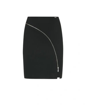 შავი სწორი ქვედაბოლო გამორჩეული დეტალით – ასიმეტრიული ოქროსფერი ელვა | ქვედაბოლოები | Dika.ge შავი სწორი ქვედაბოლო გამორჩეული დეტალით – ასიმეტრიული ოქროსფერი ელვა | ქვედაბოლოები