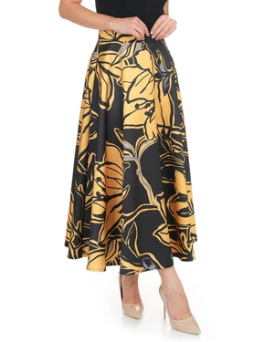 Midi skirt with contrasting floral print in mustard | Skirts | Dika.ge - 4 Midi skirt with contrasting floral print in mustard | Skirts - 4