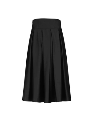Black retro satin skirt below the knee | Skirts - 1