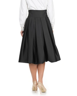 Black retro satin skirt below the knee | Skirts - 5