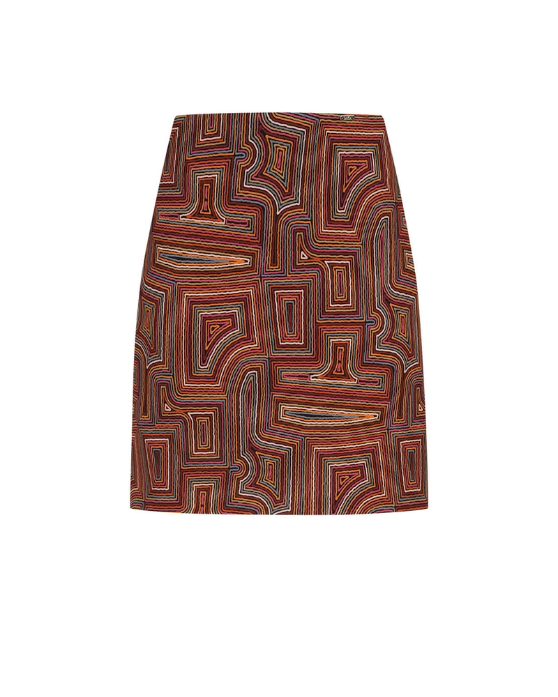 Skirt in terracotta with a geometric pattern | NEW