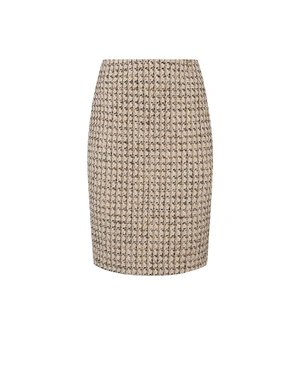 Elegant beige houndstooth pencil skirt with lurex thread | Business | Dika.ge Elegant beige houndstooth pencil skirt with lurex thread | Business
