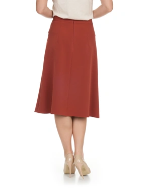 Skirt in matte brick, with an A-line silhouette and decorative pockets | Skirts | Dika.ge - 4 Skirt in matte brick, with an A-line silhouette and decorative pockets | Skirts - 4