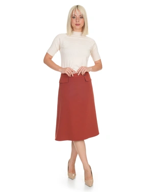 Skirt in matte brick, with an A-line silhouette and decorative pockets | Skirts | Dika.ge - 5 Skirt in matte brick, with an A-line silhouette and decorative pockets | Skirts - 5