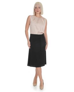 Класическа черна пола с хастар и елегантно завързване на талията | Идеи за подаръци - 1