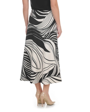 Миди пола със стилизиран принт в черно и екрю | НОВО - 3