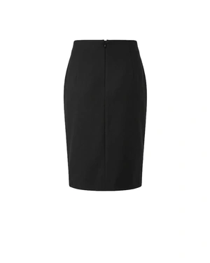 Dark blue pencil skirt with side slit | Suits - 3
