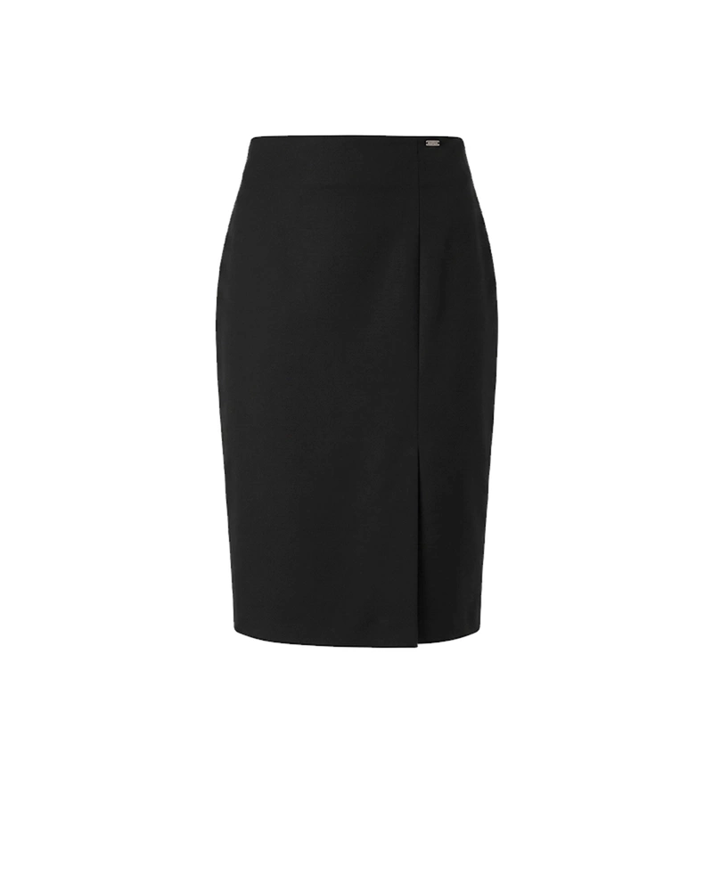 Dark blue pencil skirt with side slit | Suits