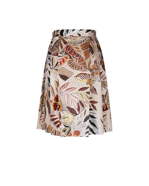 Разкроена памучна пола с цветен принт и миди дължина | Поли - 3