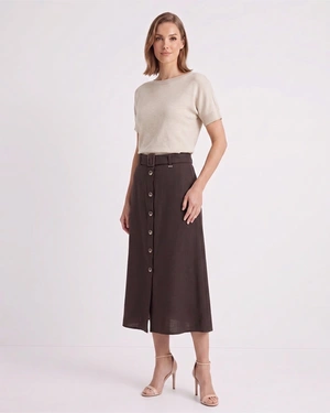 Midi skirt in chocolate brown | Casual - 1
