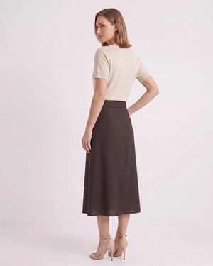 Midi skirt in chocolate brown | Casual - 2