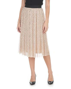 Пролетна миди пола в пудрено бежово на фини черни точки | Casual - 1