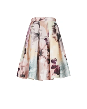 Satiny pleated skirt with a floral print | NEW - 1