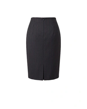 Elegantna teget plava poslovna pensil suknja sa veoma finim prugama | Odela - 3