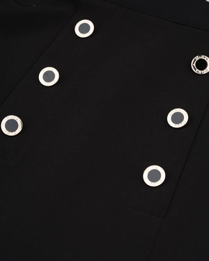 Черна миди пола с А-силует и двуредно закопчаване | Поли - 4