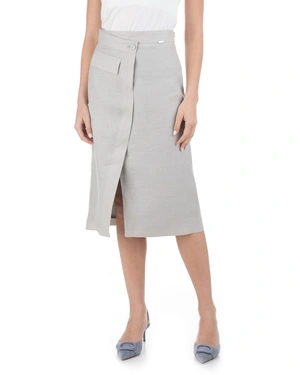 Hemp skirt with asymmetrical wrap-over | Skirts - 1