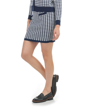 Blue and white houndstooth skirt in a wool blend | NEW - 4